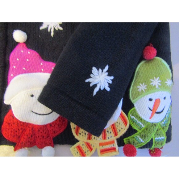Snowman Christmas Cardigan Vintage 80s Holiday Sweater All Points Size M - Picture 8 of 9